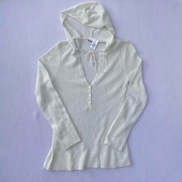 No Boundaries Juniors Cream Stretchy Hooded Knit Sweater Dress Size XL y2k Fall - Picture 1 of 8